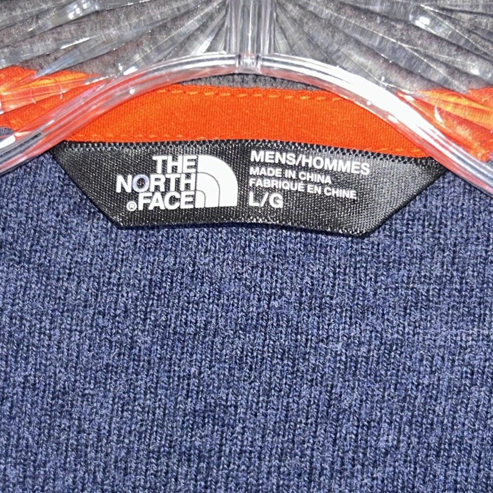 The North Face Mt Tam 1/4 Zip Sweater Navy Blue Wool Cotton Mens Large Pullover - Picture 3 of 13